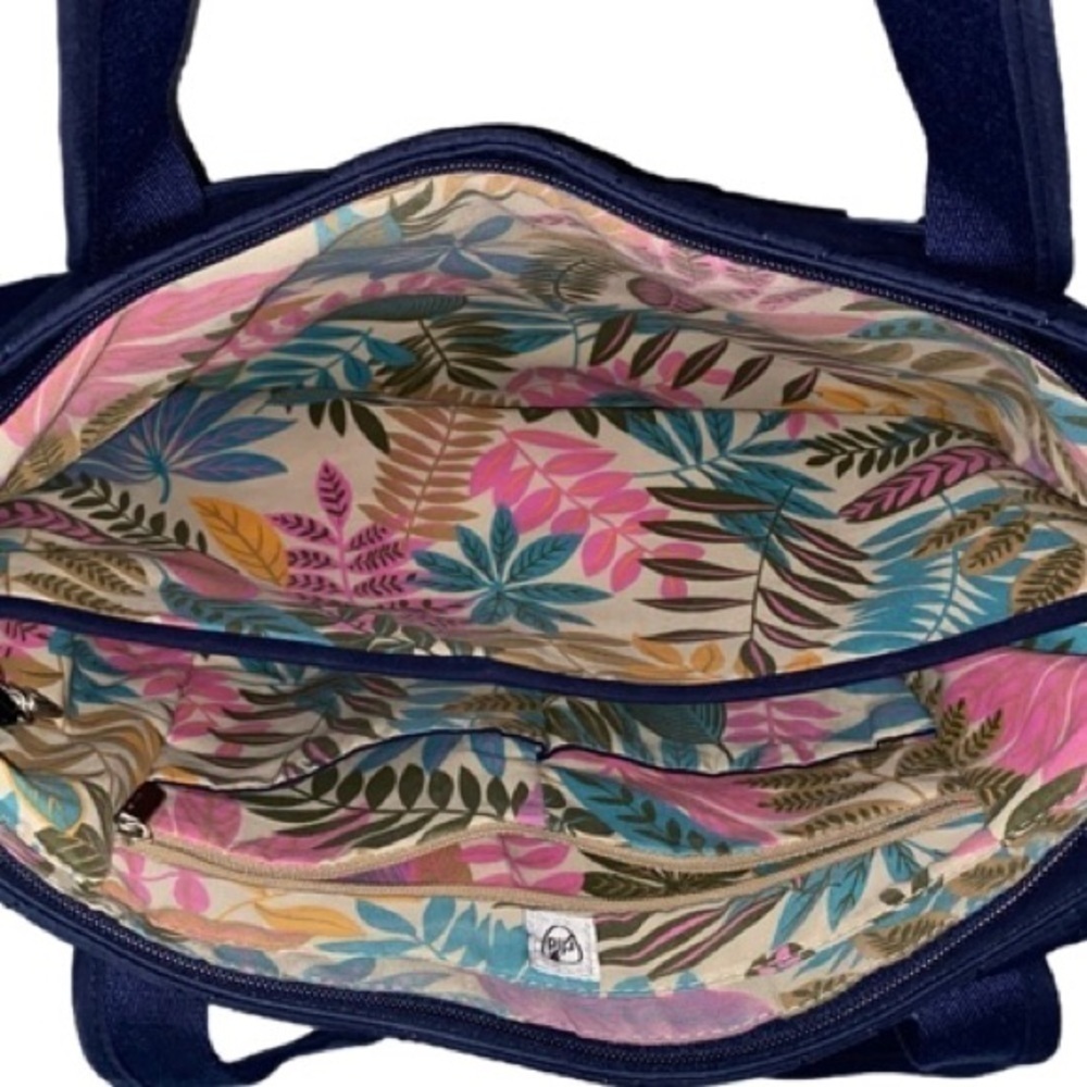 TRAVELON Anti-Theft RFID-Blocking Quilted Shoulder Tote Bag, Navy Blue - Picture 9 of 16